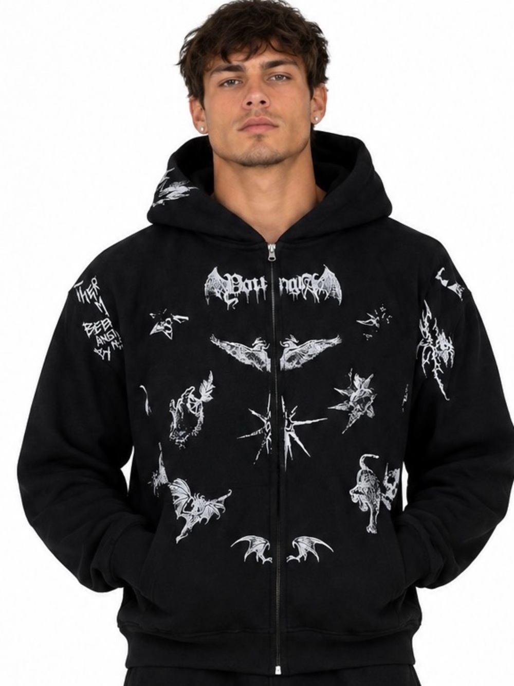 YOUNGLA 5061 "Inked" Zip-Up Hoodie